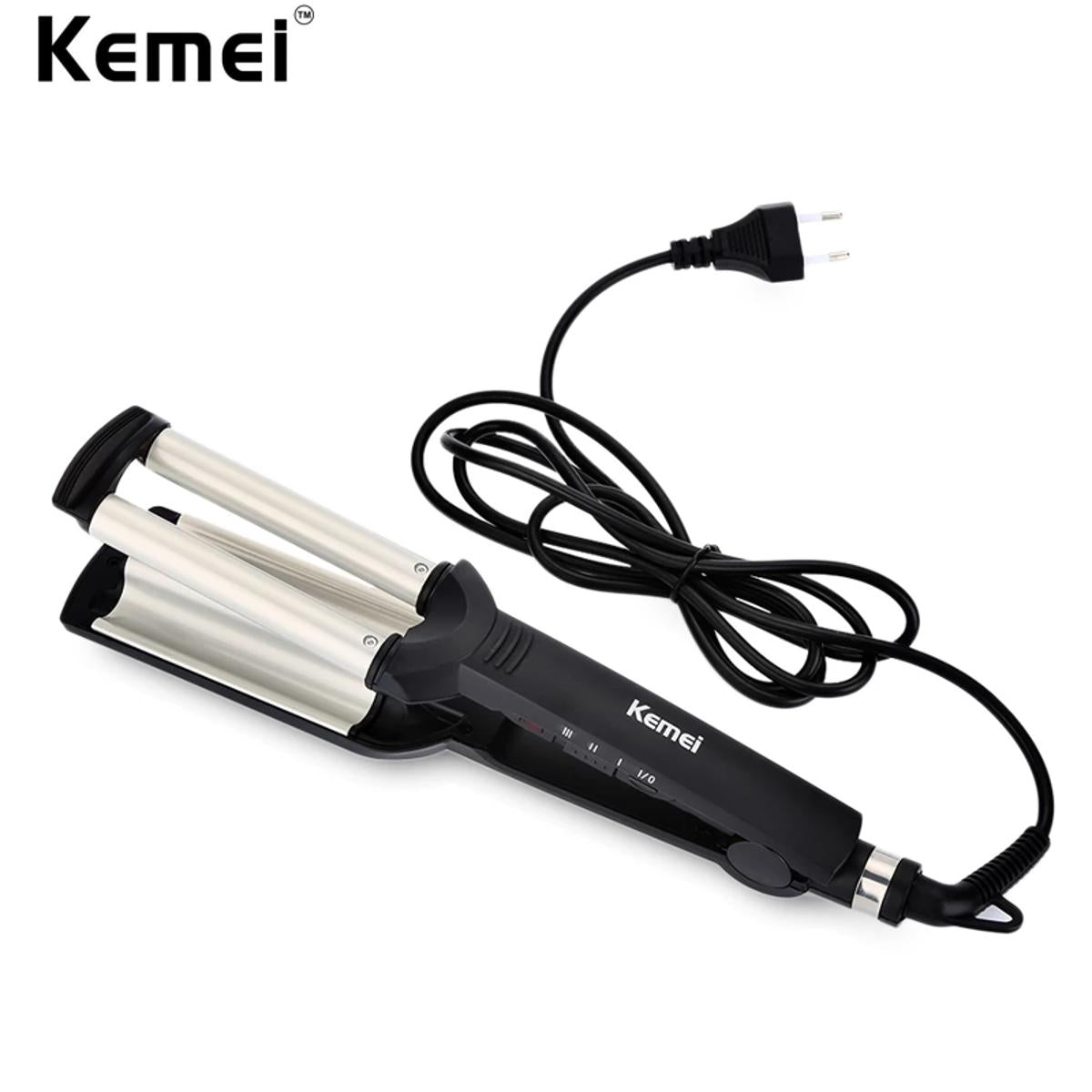 Kemei- KM-2022 Professional 3 Barrels Big Wave Iron Curler