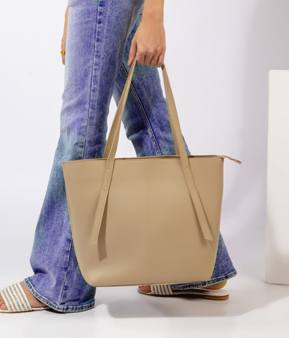 Desire Beauty- Minimalist Shoulder Tote Bag Beige