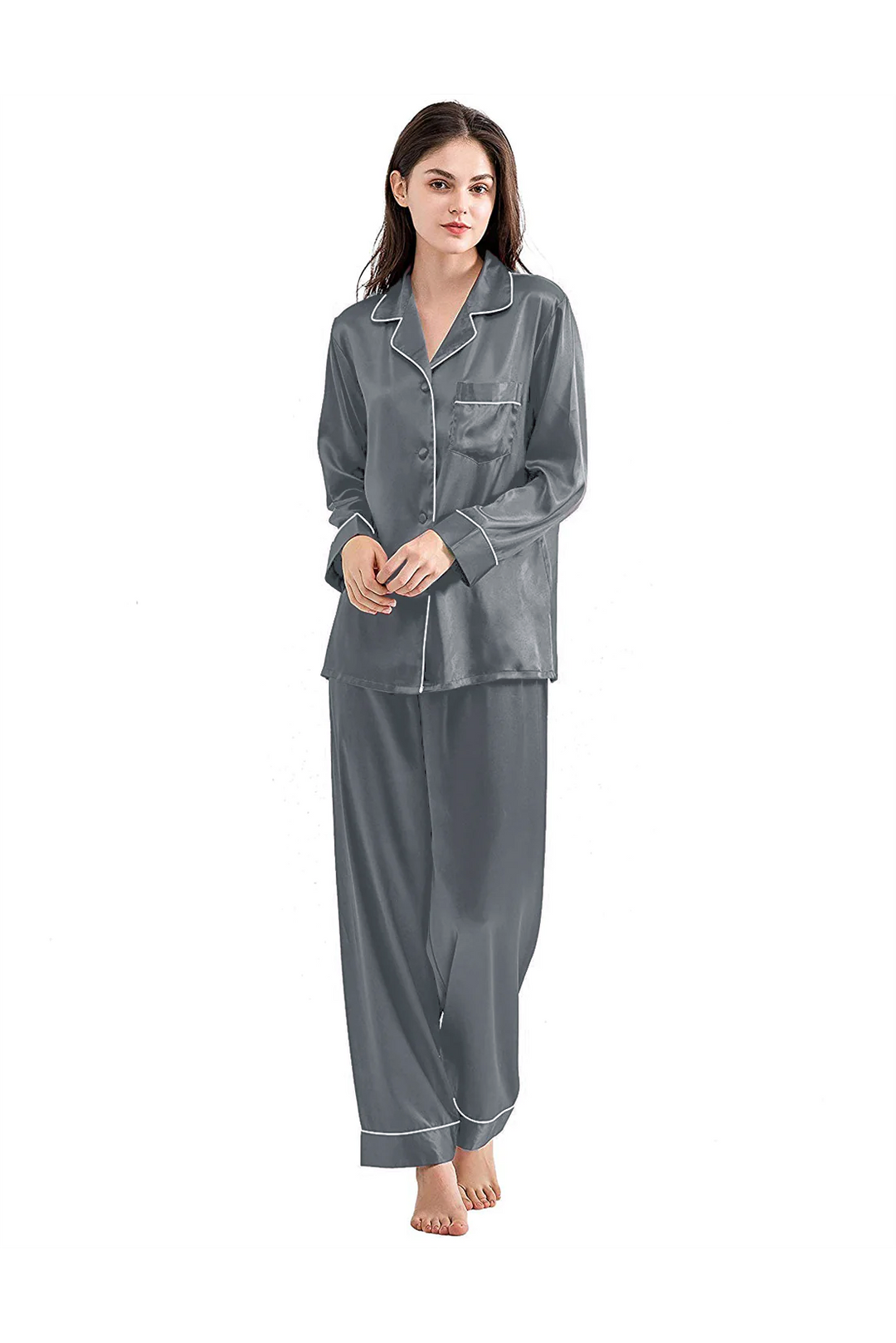 DreamWear- Silk PJ Set - Steel Gray