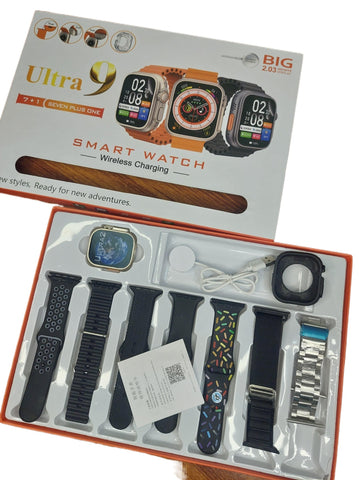 Smart Watch- Ultra 9 (7 + 1) 7 Straps 1 Pouch