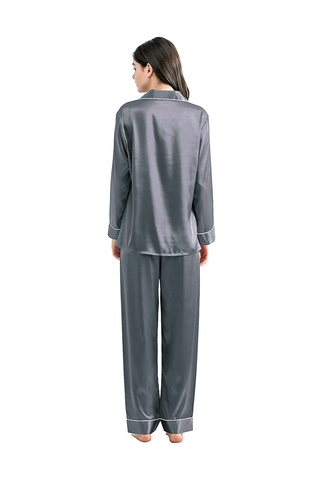 DreamWear- Silk PJ Set - Steel Gray