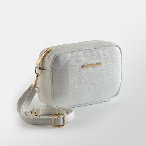 Desire Beauty- Mini Snakeskin Square Bag - White