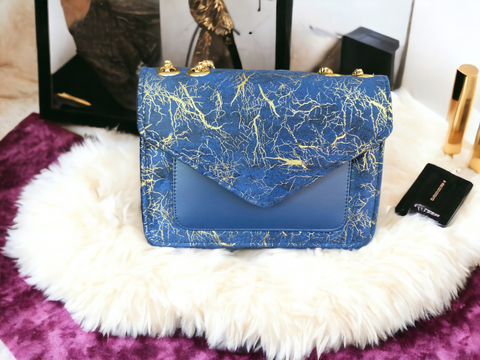 Desire Beauty - Premium Chain Shoulder Bag - Navy Blue