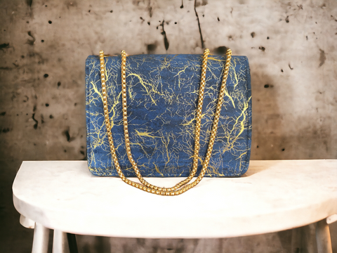 Desire Beauty - Premium Chain Shoulder Bag - Navy Blue