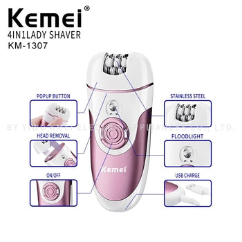 Kemei- KM-1307 4 IN 1 Multi-Function Shaver For Women