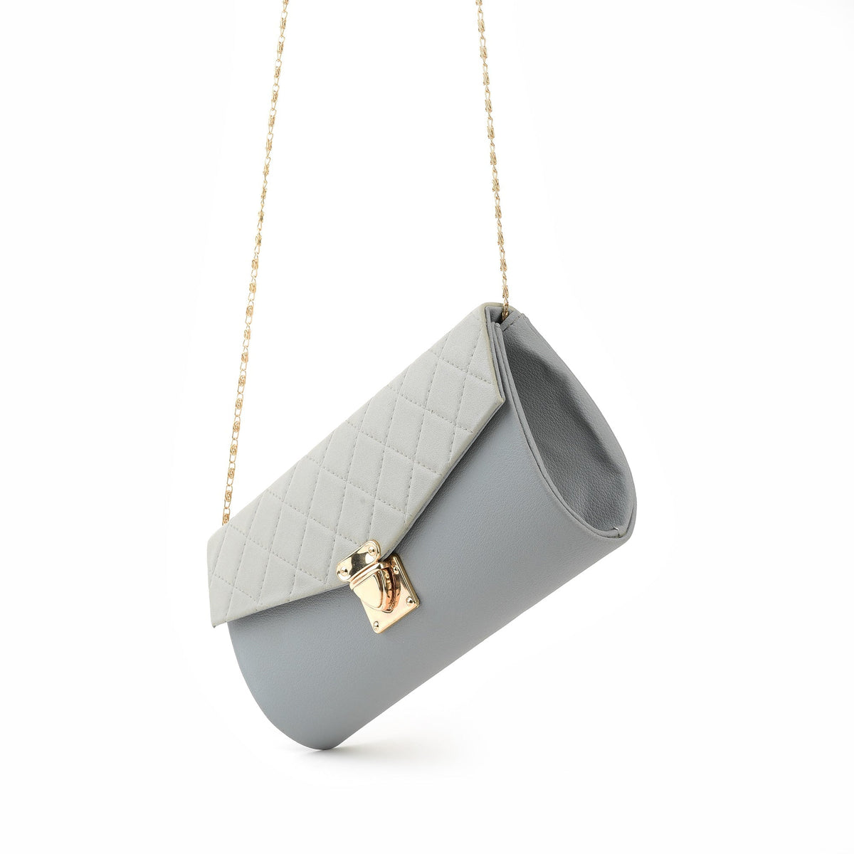 Desire Beauty- Quilted Clutch - Gray