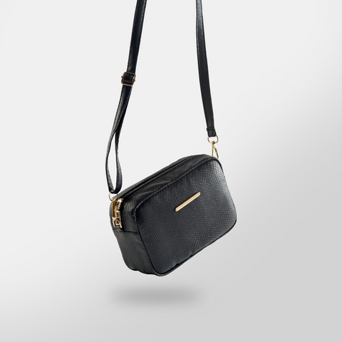 Desire Beauty- Mini Snakeskin Square Bag - Black