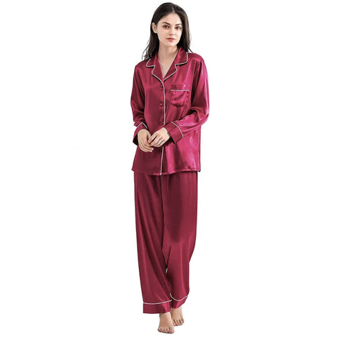 DreamWear- Silk PJ Set - Maroon