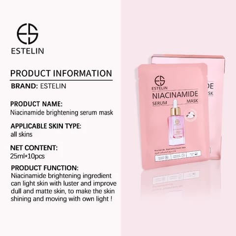 Estelin- Niacinamide Brightening Serum Mask 10pcs