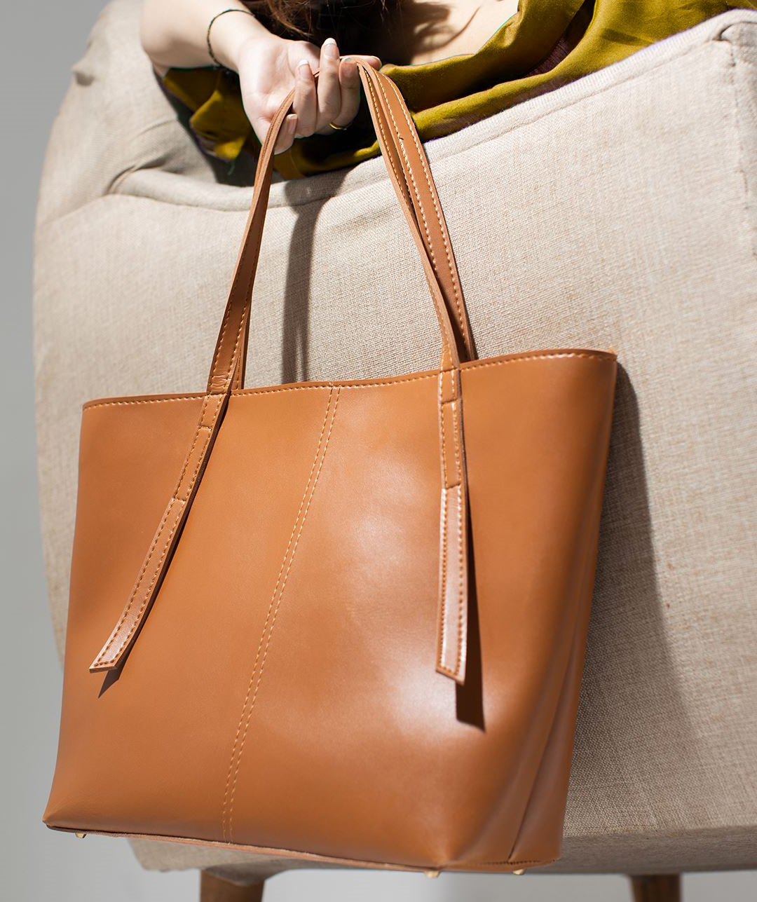 Desire Beauty- Minimalist Shoulder Tote Bag Mustard