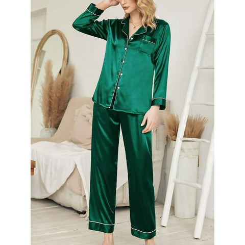 DreamWear- Silk PJ Set - Green