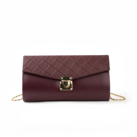 Desire Beauty- Quilted Clutch - Maroon