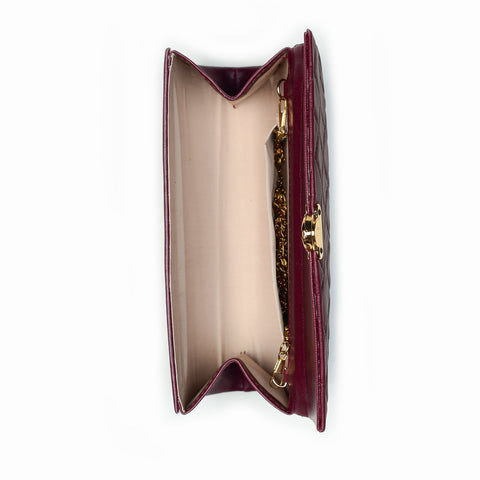 Desire Beauty- Quilted Clutch - Maroon