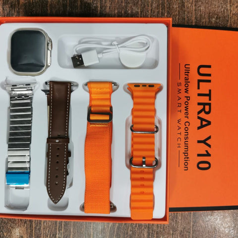 Smart Watch- Ultra Y10 (4in1) 4 Straps