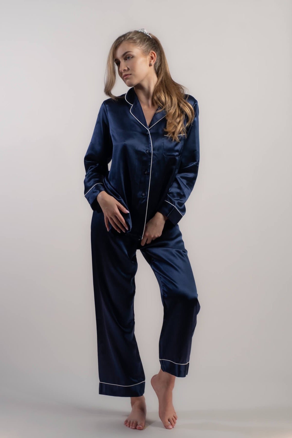 DreamWear- Silk PJ Set - Navy Blue