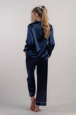 DreamWear- Silk PJ Set - Navy Blue