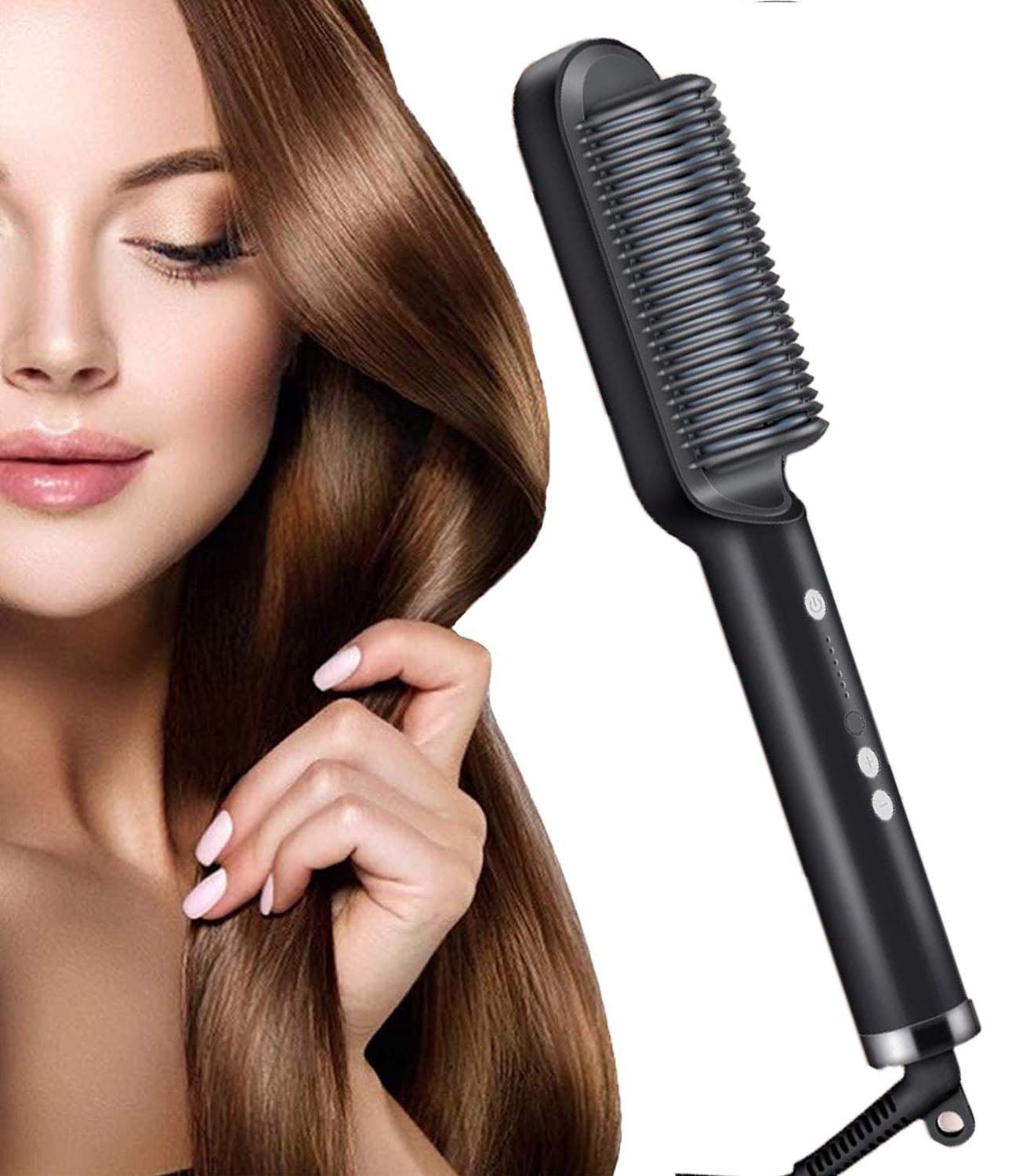 Professional Electric Hair Brush Hair Straightner FH909 (BLACK)