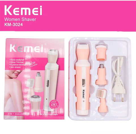 Kemei- KM-3024 Rechargeable Women Skin Shaver Suit 4 IN 1